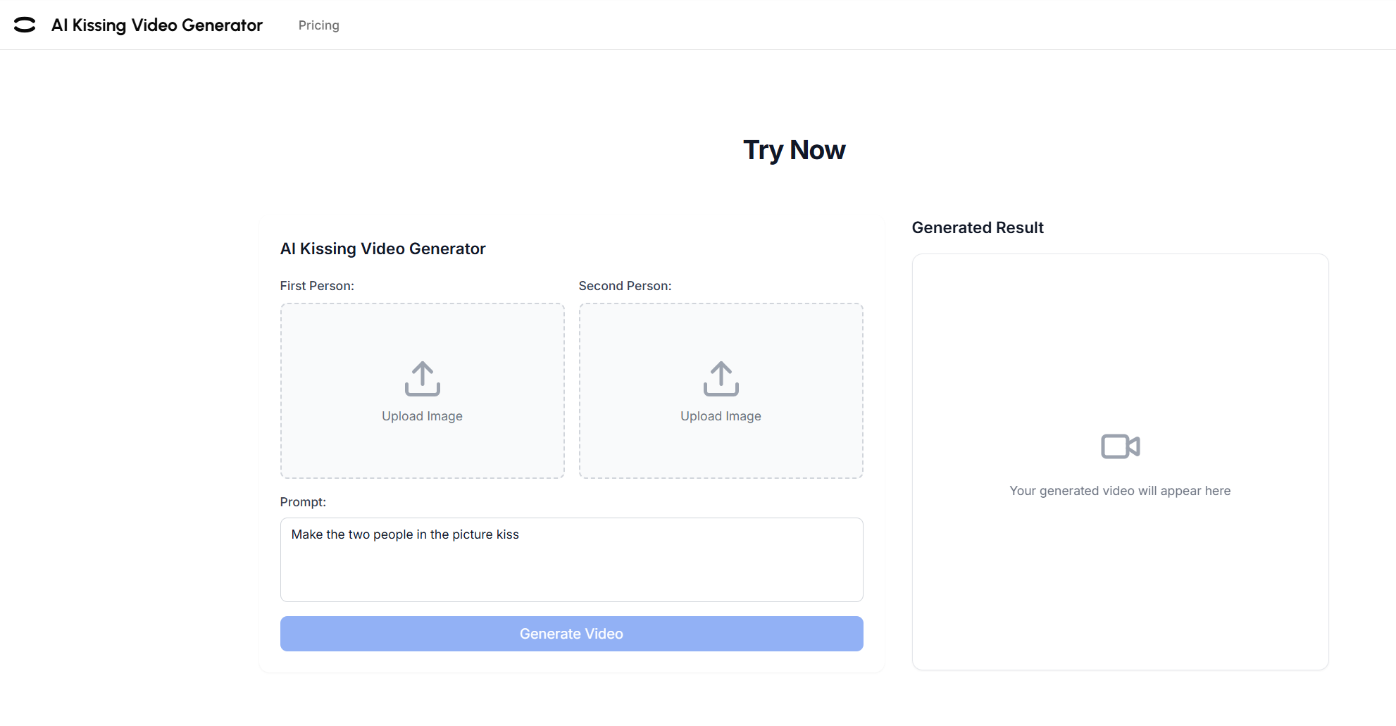 AI Generated Kissing Video Example